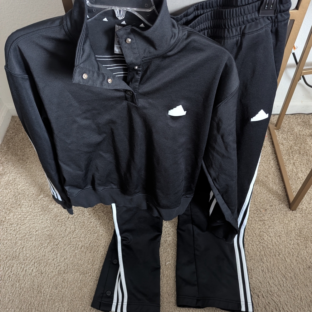 adidas Black Joggers with White Accents